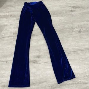 Brand new B dance wear blue velvet flare leggings size youth xs NWT